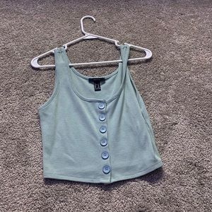 Forever 21 green button up tank top